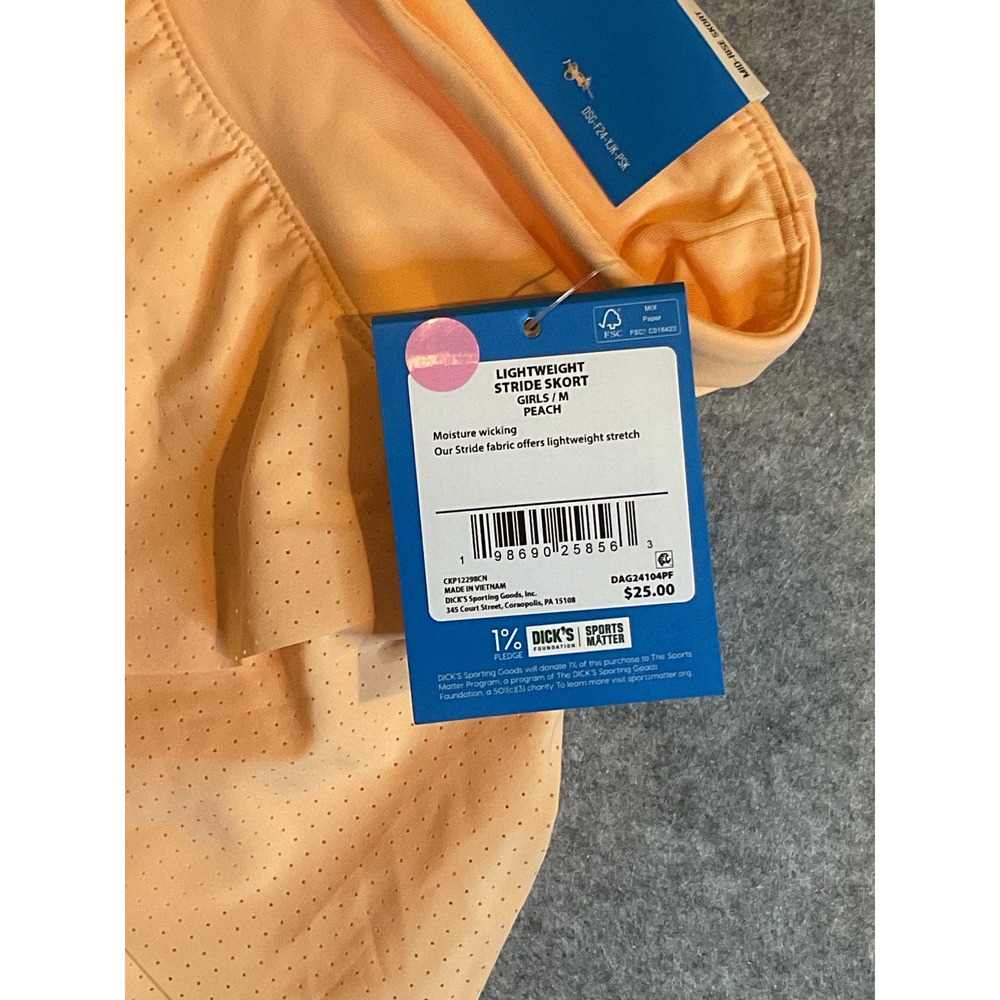 DSG Girls Mid-Rise Skort Peach Orange Athletic Tennis Skirt Size M 10-12 NWT - Picture 9 of 12